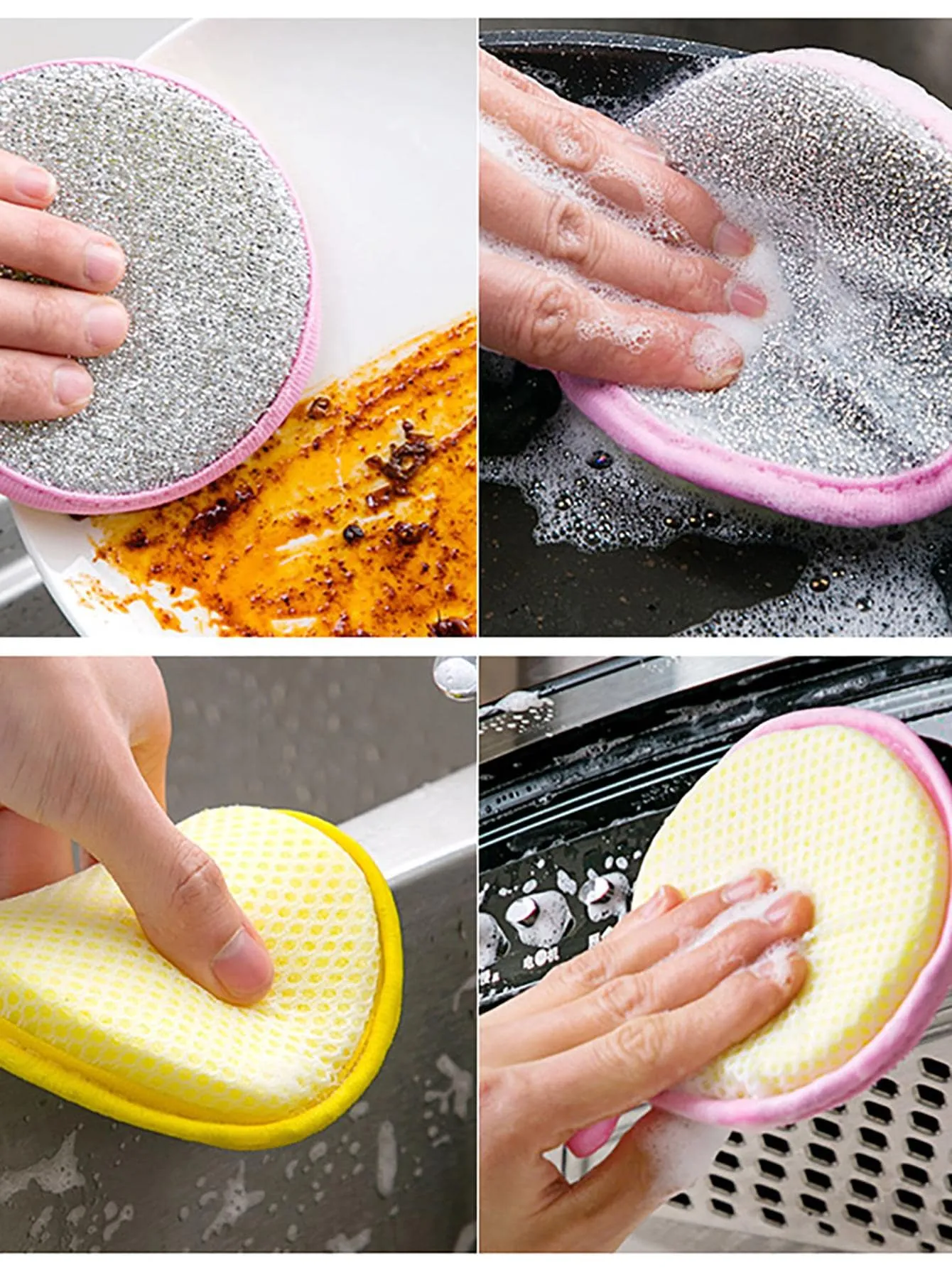 10pcs Double-sided Cleaning Sponge For Pans, Pots, Dishes - Multifunctional Household Cleaning Tool - Dishwashing Brush