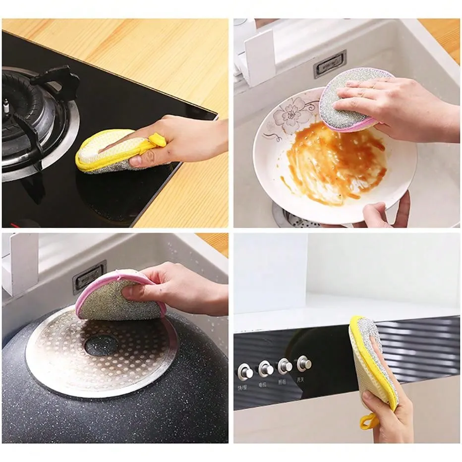10pcs Double-sided Cleaning Sponge For Pans, Pots, Dishes - Multifunctional Household Cleaning Tool - Dishwashing Brush