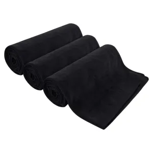 3 Pcs Black Microfibre Sports Gym Towels, 40X80cm Fast Drying & Absorbent
