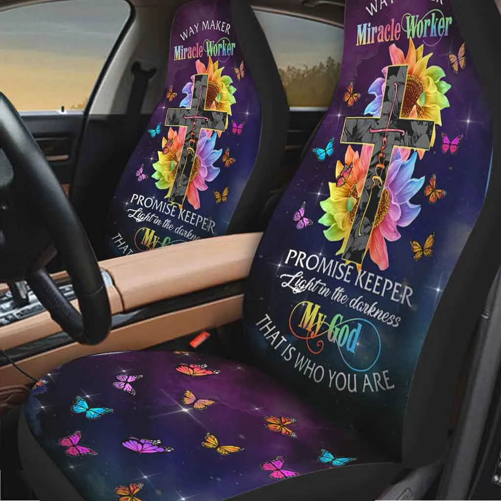3D Print Car Seat Protector, Way Maker Miracle Worker Promise Keeper, Christian Seat Covers For Car