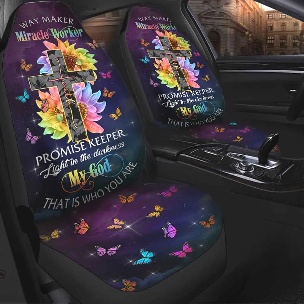 3D Print Car Seat Protector, Way Maker Miracle Worker Promise Keeper, Christian Seat Covers For Car