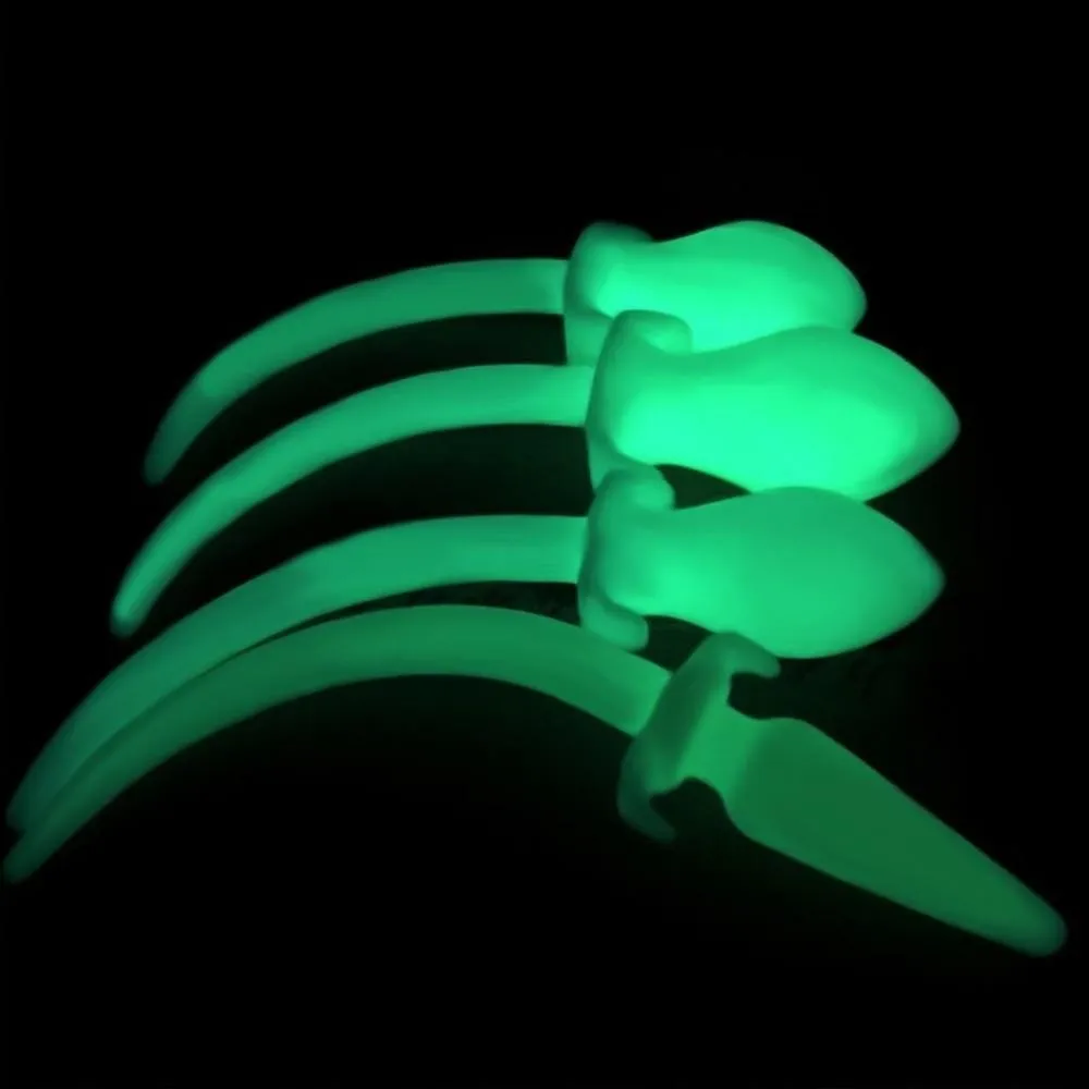 8" Dog Tail Plug Glow in the Dark Silicone