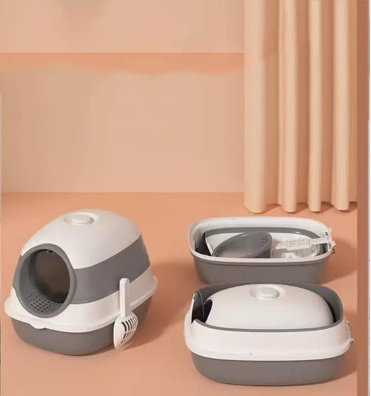 AllPetSolutions Foldable Cat Litter Box - Grey