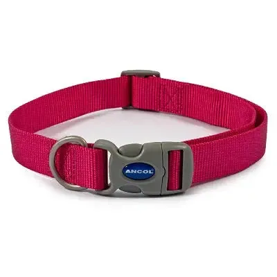 Ancol Raspberry Adjustable Nylon Dog Collar - Various Sizes