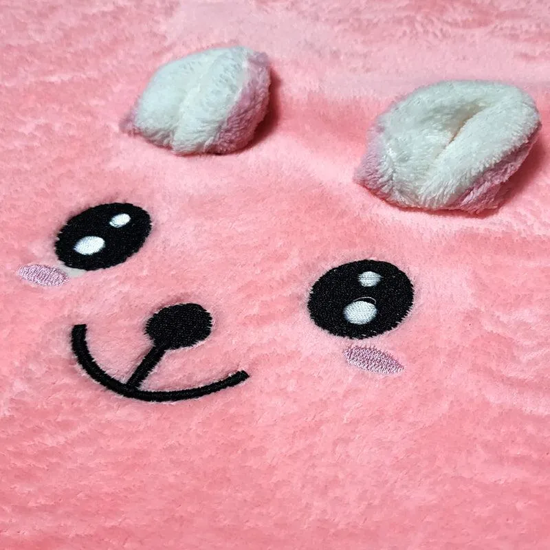 Bear-y Soft Microfiber Bath Towel (Pink & Red) - Set Of Two