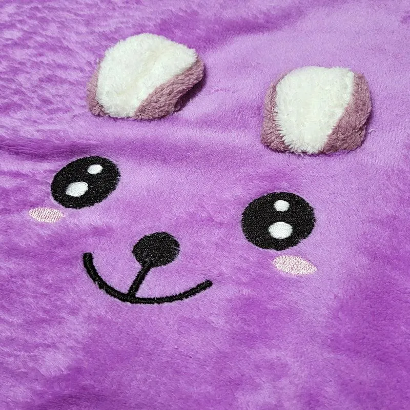 Bear-y Soft Microfiber Bath Towel (Red & Purple) - Set Of Two