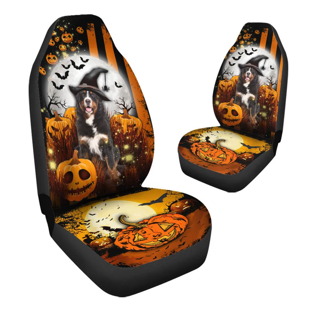Bernese Mountain Dog Halloween Pumpkin Scary Moon Car Seat Covers