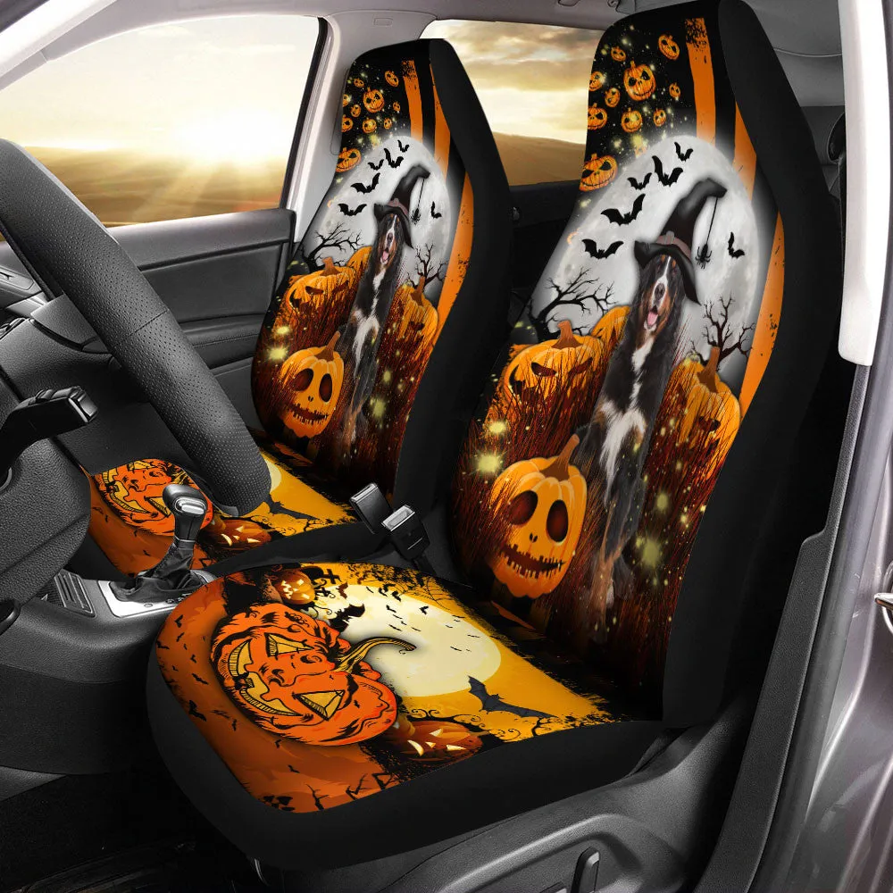 Bernese Mountain Dog Halloween Pumpkin Scary Moon Car Seat Covers