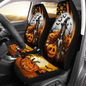 Bernese Mountain Dog Halloween Pumpkin Scary Moon Car Seat Covers