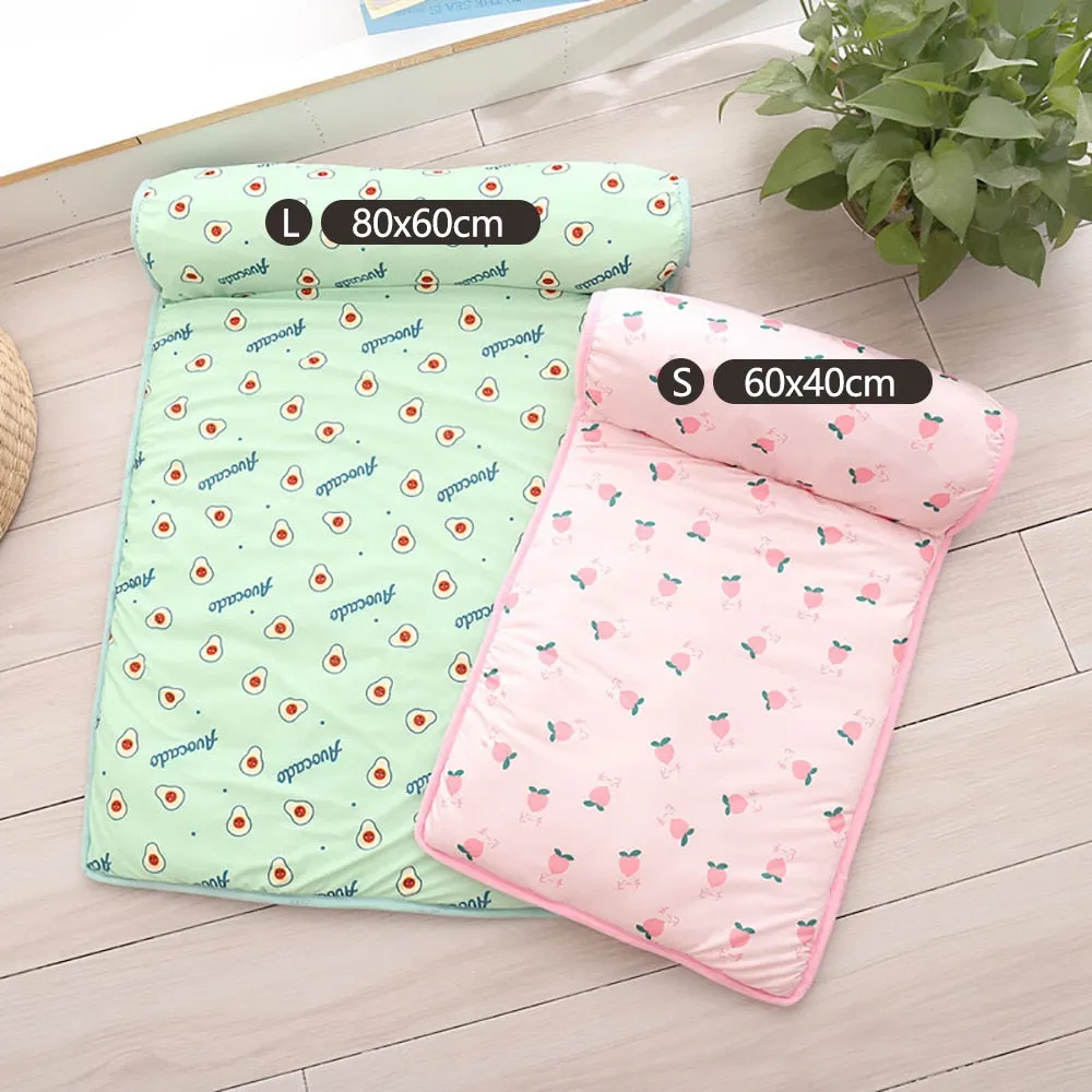 Best Calm and Relaxed Dog Cooling Bed Blanket Breathable Ice Pad With Pillow