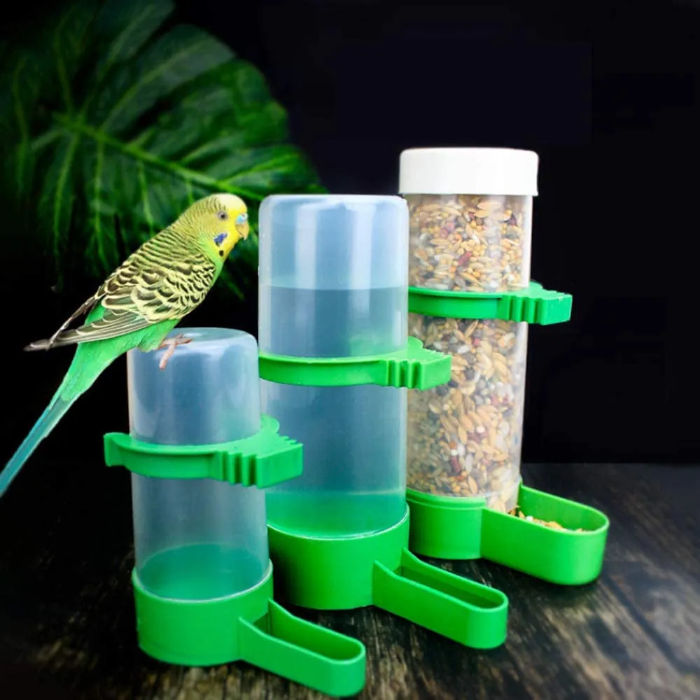 Bird Feeder & Water Dispenser Set -2PCS 90Ml Water Feeder, 1PCS 150Ml Food Feeder