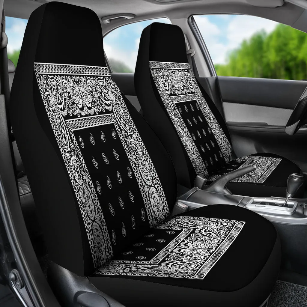 Black Bandanna Car Seat Covers
