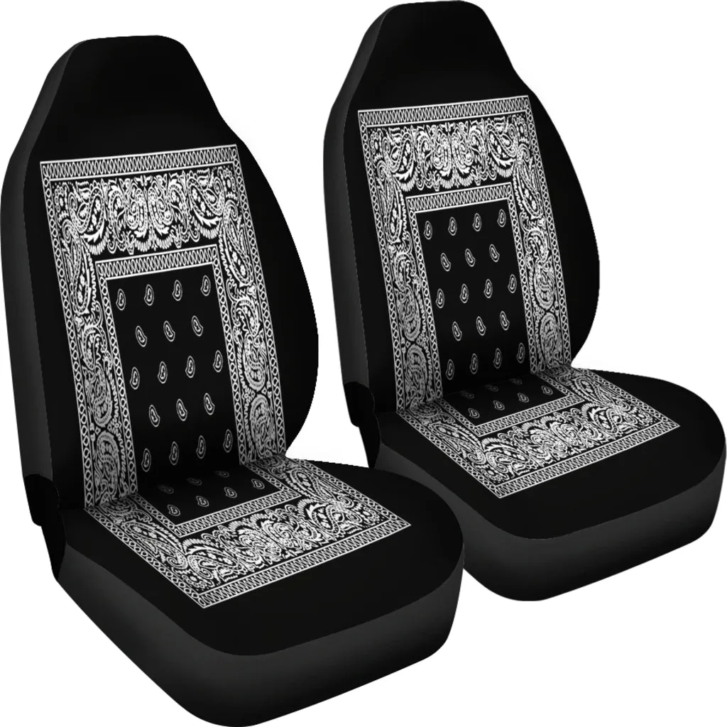 Black Bandanna Car Seat Covers