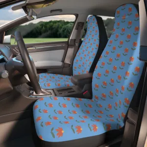 Blue Daisies Car Seat Covers, Floral Print Car Seat Covers, 2-Pcs Set (48.03" × 18.50") Polyester Car Seat Covers