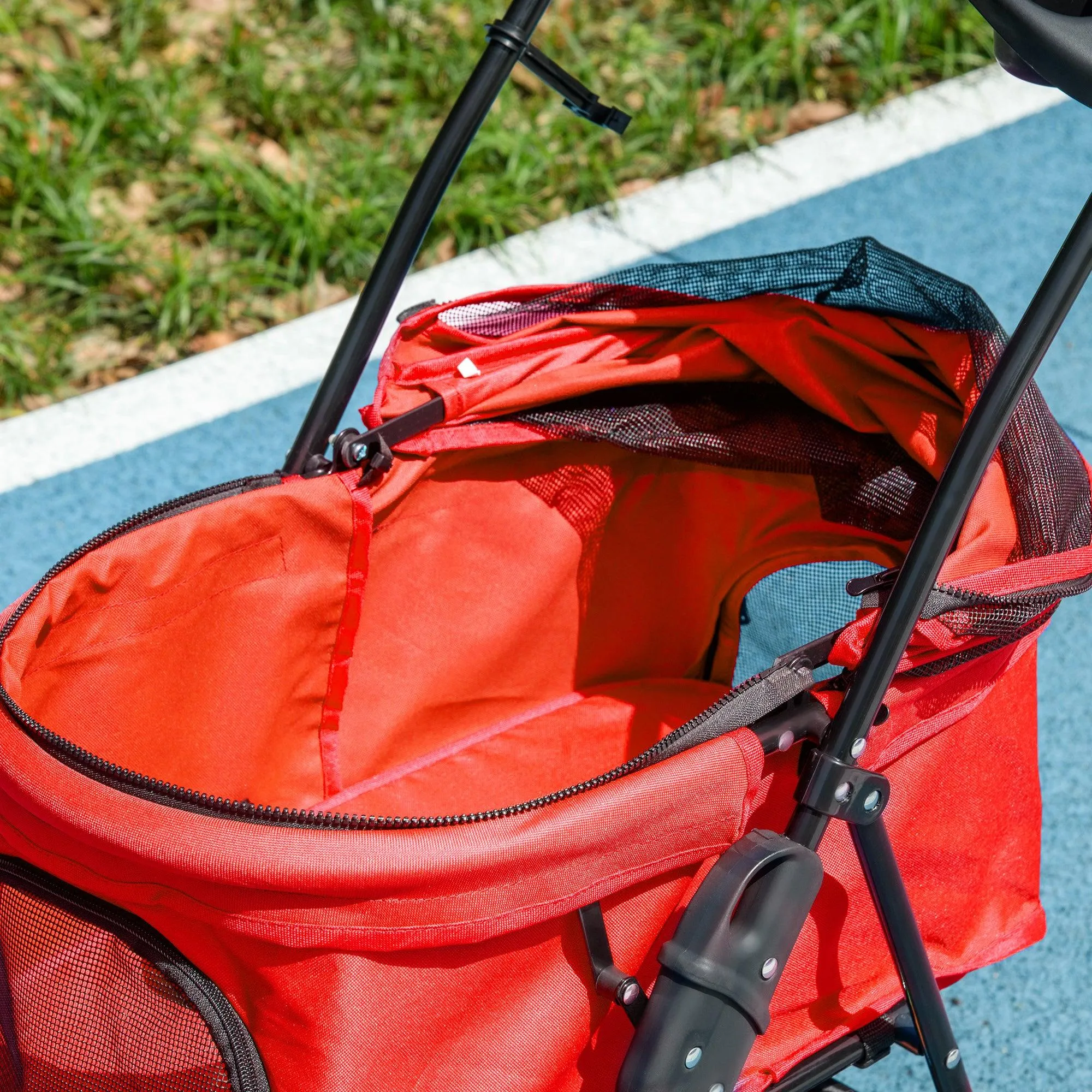 Cat Stroller with Rain Cover and EVA Wheels - Red