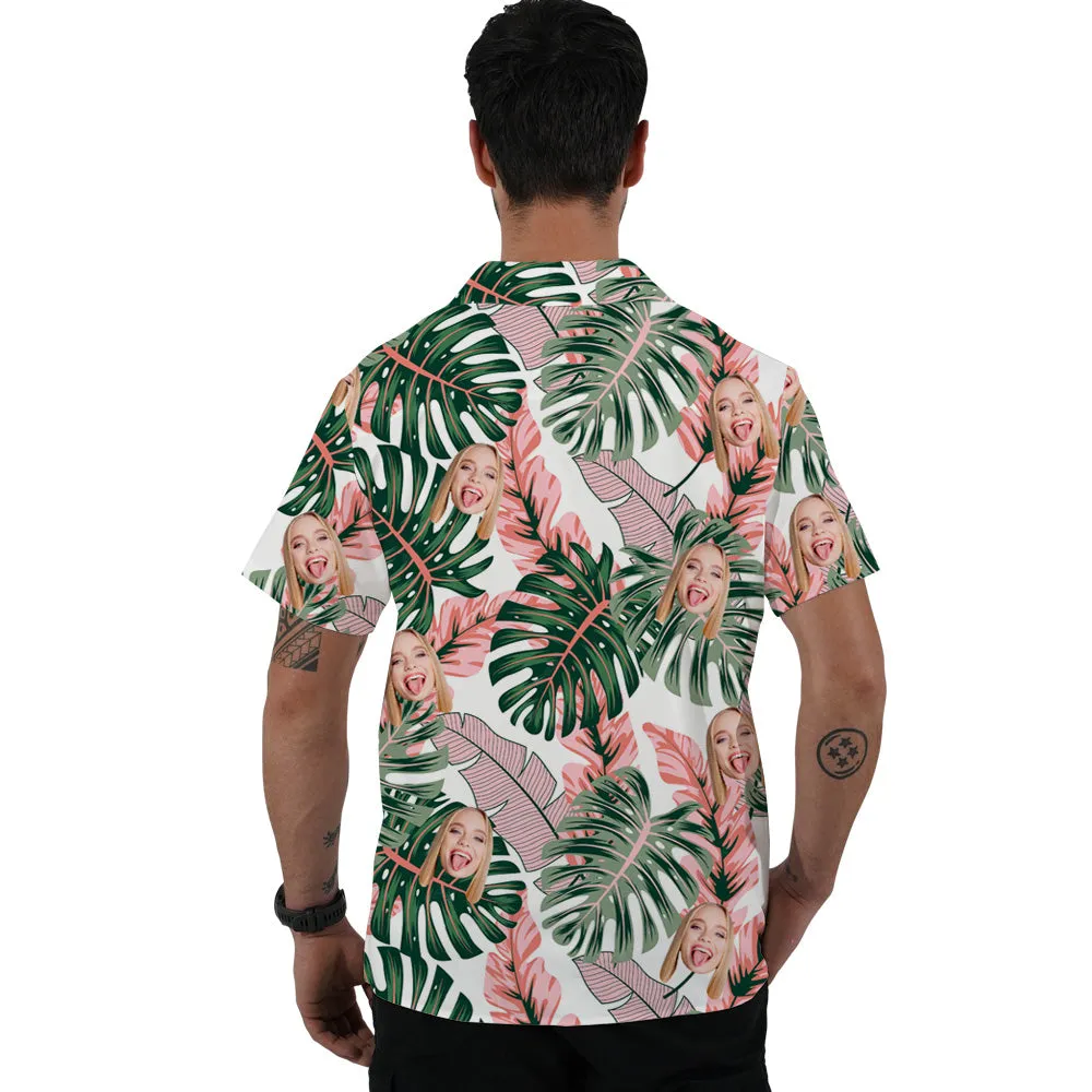 Custom Face Beauty Flower Couple Hawaiian Shirts
