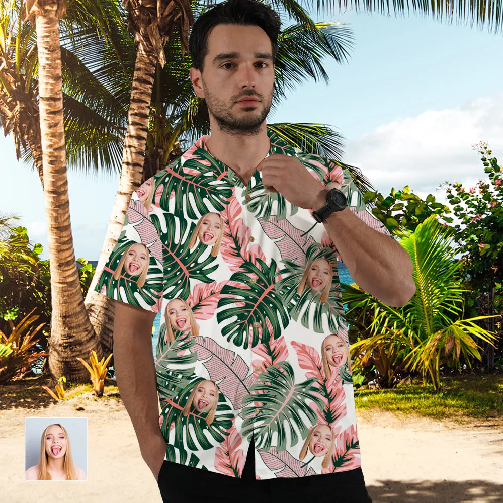 Custom Face Beauty Flower Couple Hawaiian Shirts