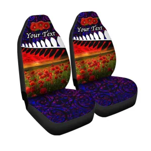  Custom New Zealand Maori ANZAC Car Seat Cover Poppy Vibes Purple