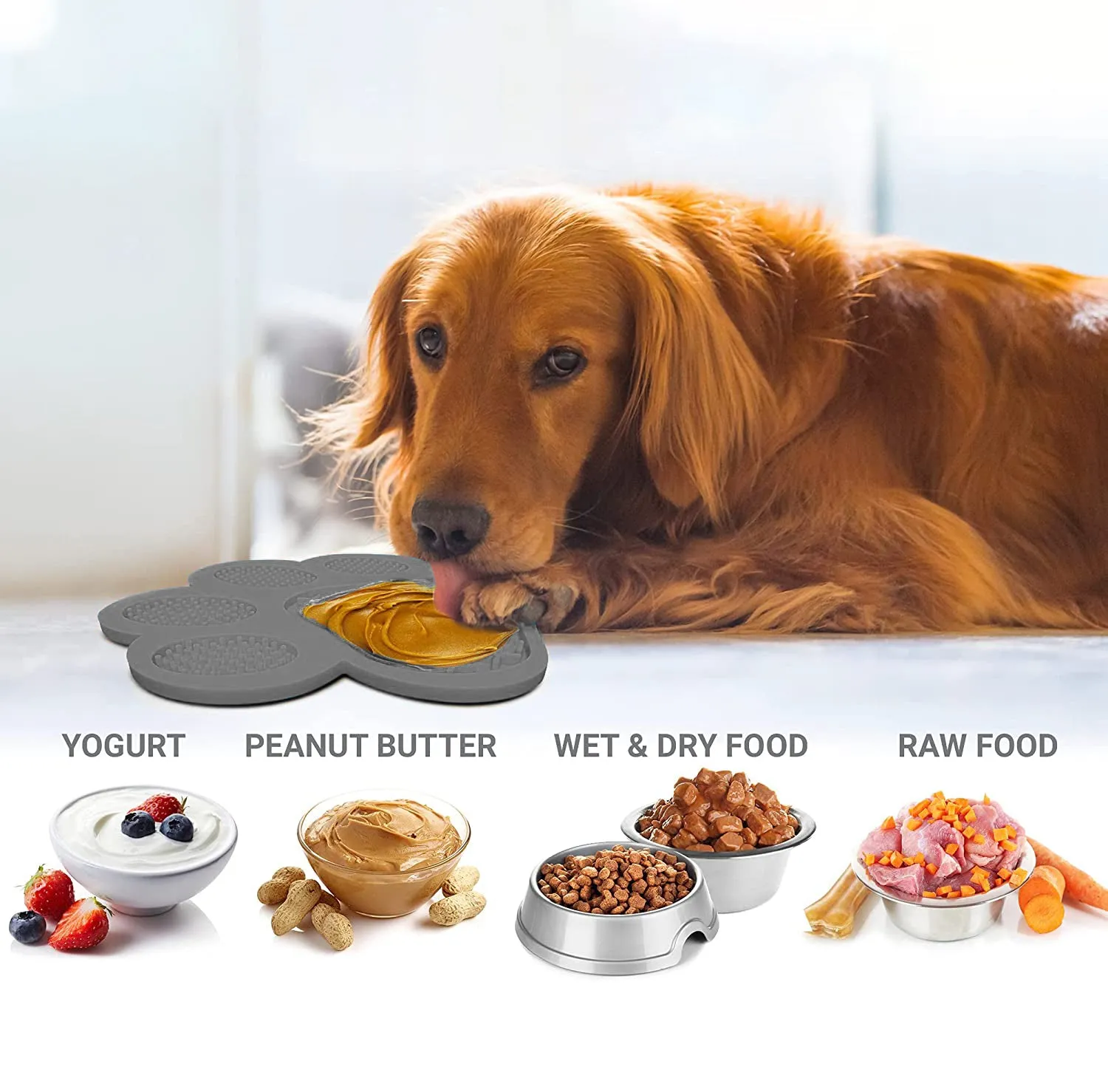 Dog Slow Feeders Lick Mat Gray Paw