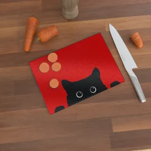 Glass Chopping Boards - Kitty Red