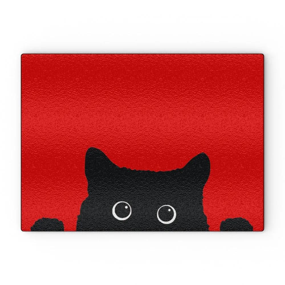 Glass Chopping Boards - Kitty Red