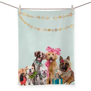 GreenBox Art Festive Puppy Pack Bright Tea Towel