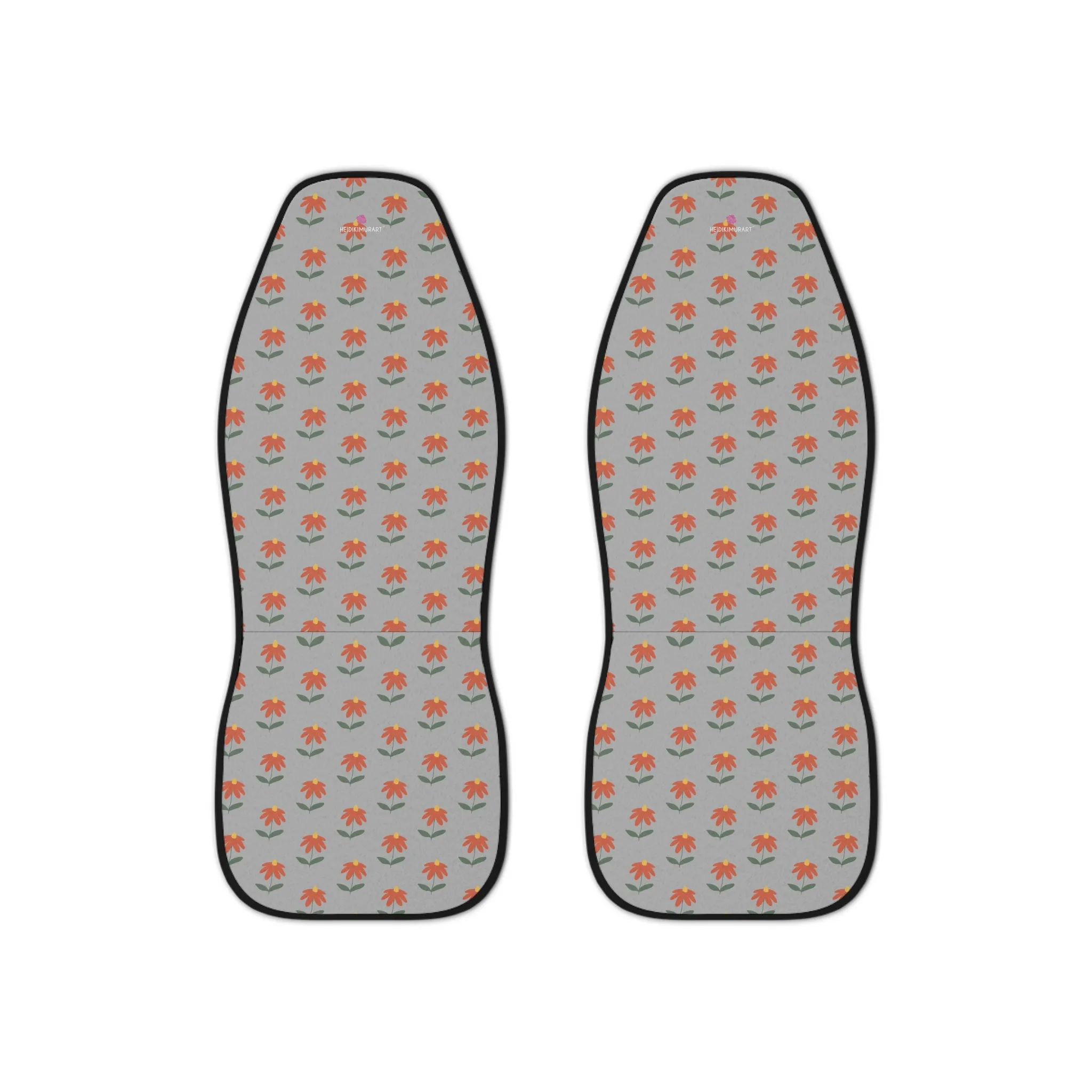 Grey Daisies Car Seat Covers, Floral Print Car Seat Covers, 2-Pcs Set (48.03" × 18.50") Polyester Car Seat Covers