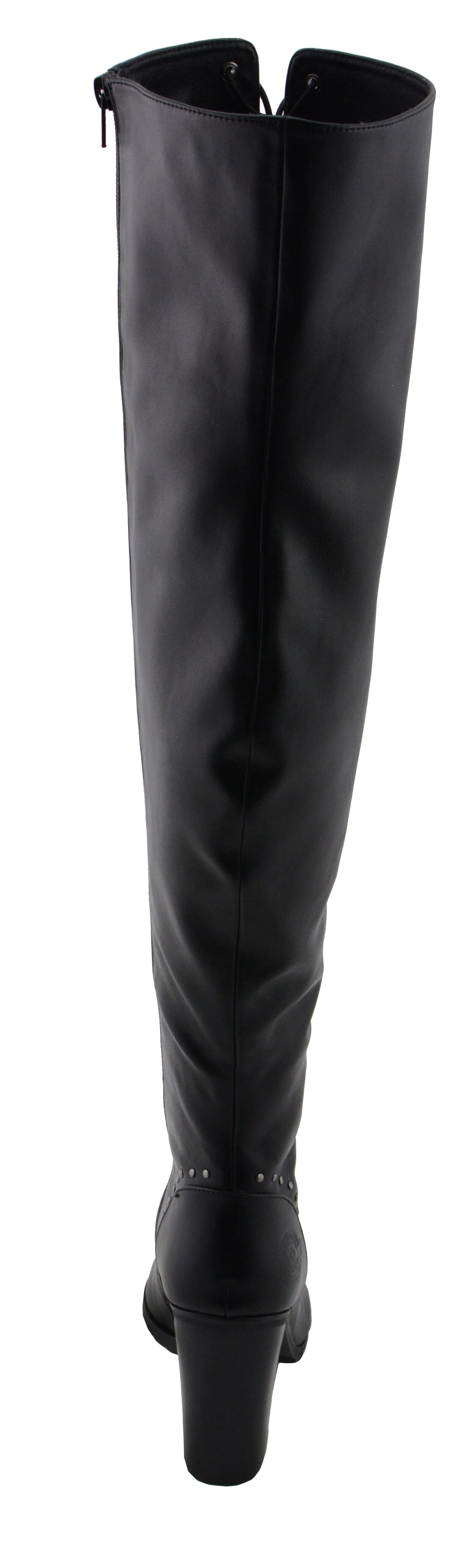 Milwaukee Performance-MBL9421-Women Black Lace Front Knee High Boot with Open Toe