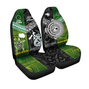 New Zealand And Cook Islands Car Seat Cover Together Black