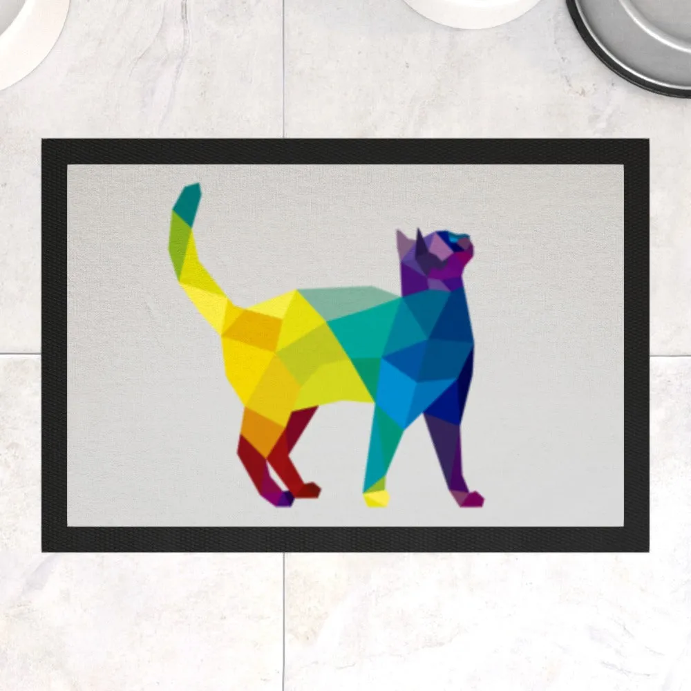 Pet Bowl Mats - Geometric Cat