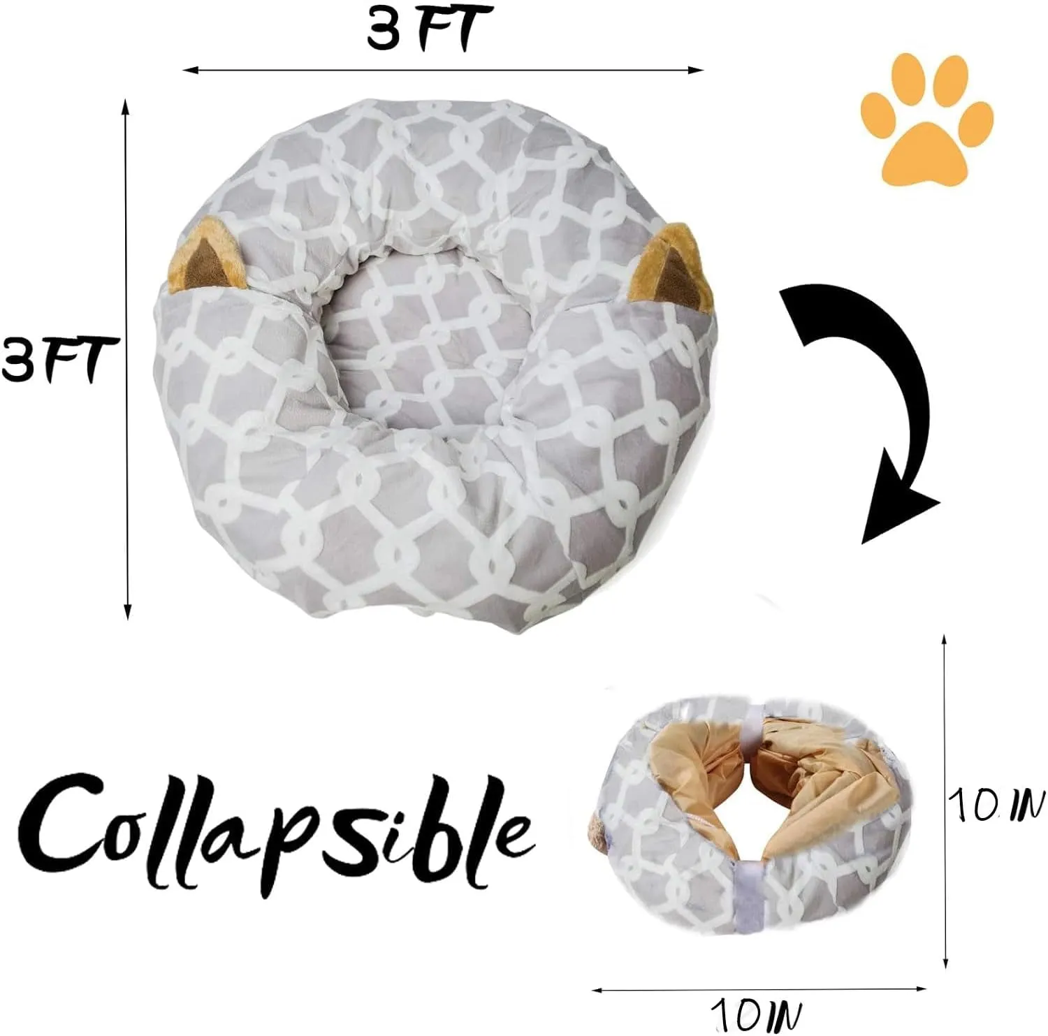 Pet Cave, Tunnel & Bed with Cushion Tube - 3 Way Pet toy for small pets