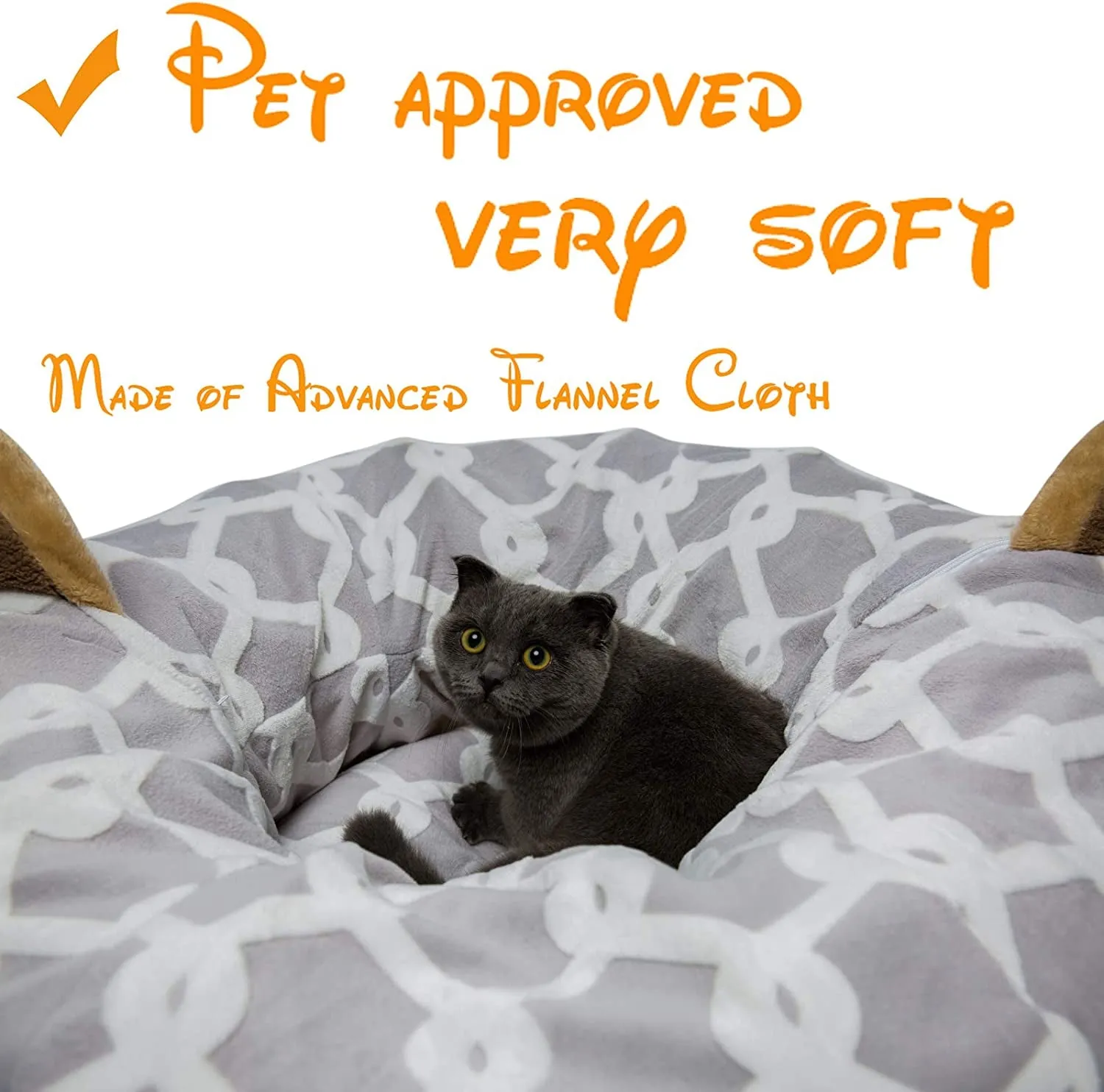 Pet Cave, Tunnel & Bed with Cushion Tube - 3 Way Pet toy for small pets