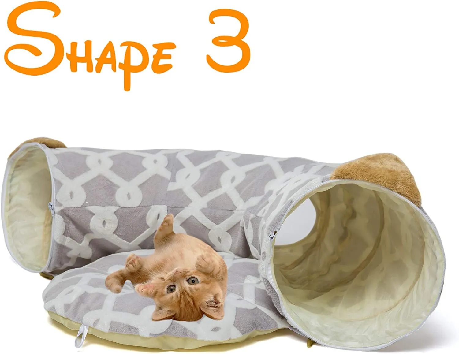 Pet Cave, Tunnel & Bed with Cushion Tube - 3 Way Pet toy for small pets
