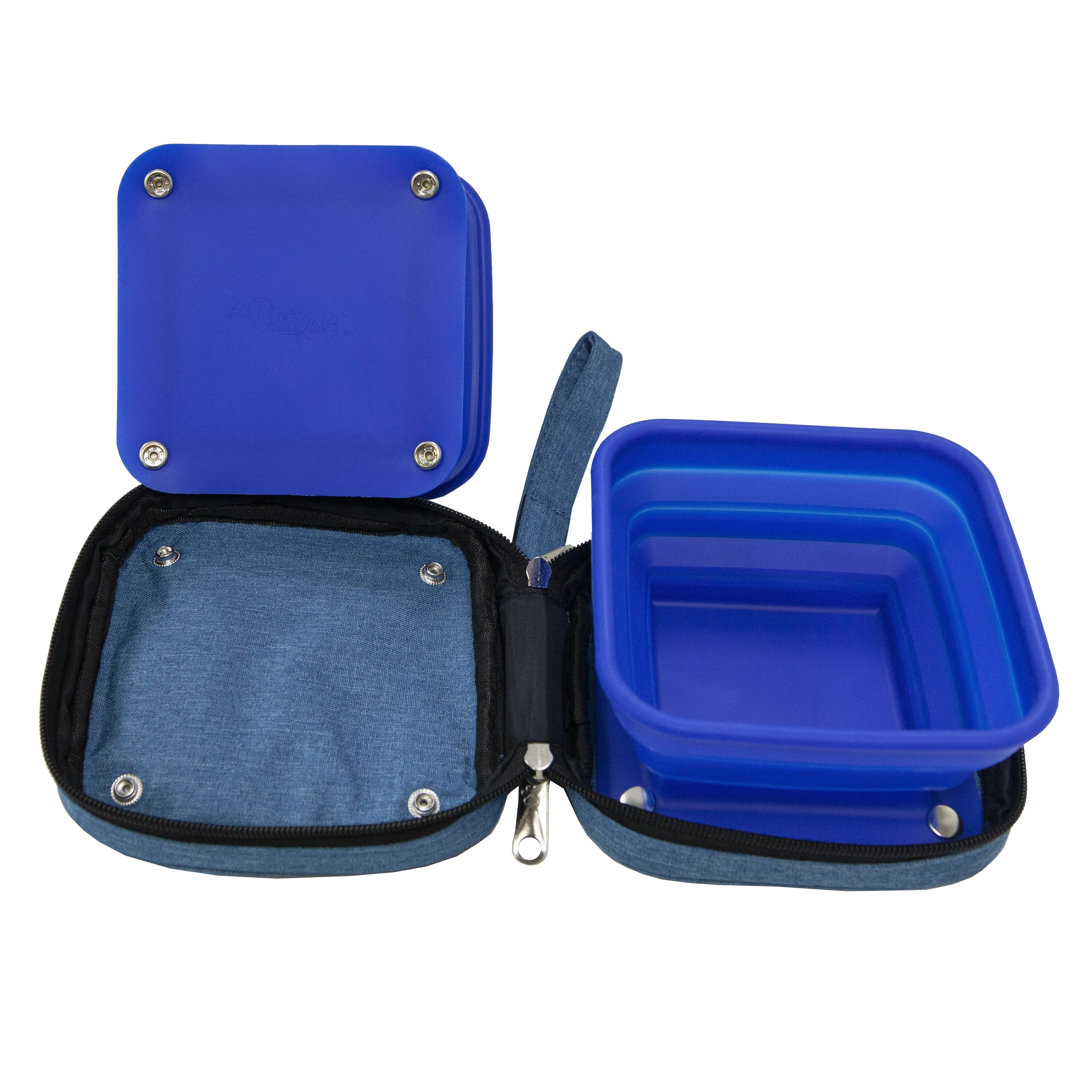 Portabowl Water & Food Bowl: FDA Tested, Non-Toxic, Dishwasher Safe, Detachable, Collapsible, Zipper Carrying Case, Wrist Handle, Clip, 26 OZ FULL Capacity, 24 OZ Second Level, 13 OZ First Level