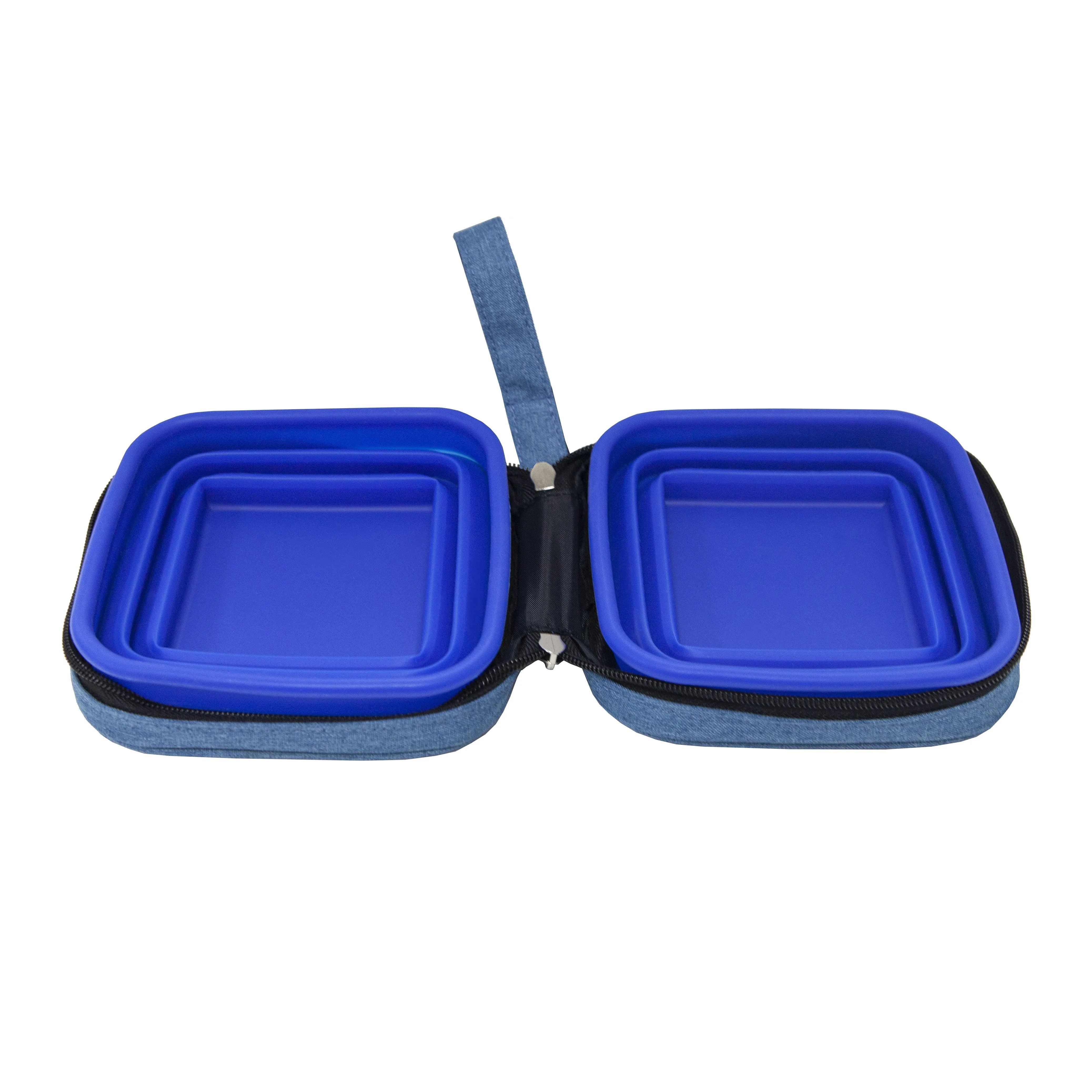 Portabowl Water & Food Bowl: FDA Tested, Non-Toxic, Dishwasher Safe, Detachable, Collapsible, Zipper Carrying Case, Wrist Handle, Clip, 26 OZ FULL Capacity, 24 OZ Second Level, 13 OZ First Level