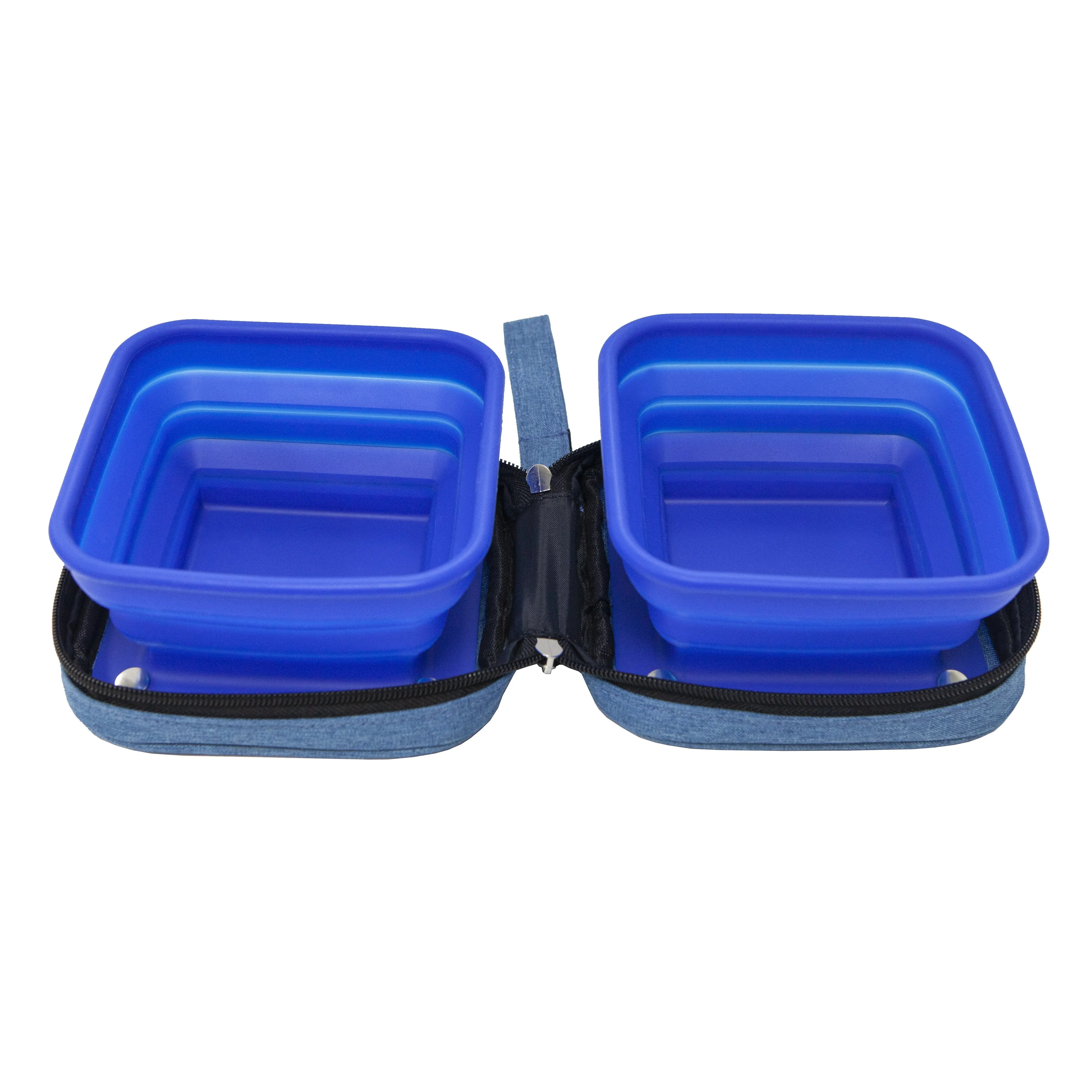 Portabowl Water & Food Bowl: FDA Tested, Non-Toxic, Dishwasher Safe, Detachable, Collapsible, Zipper Carrying Case, Wrist Handle, Clip, 26 OZ FULL Capacity, 24 OZ Second Level, 13 OZ First Level