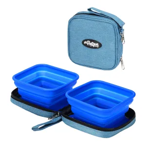 Portabowl Water & Food Bowl: FDA Tested, Non-Toxic, Dishwasher Safe, Detachable, Collapsible, Zipper Carrying Case, Wrist Handle, Clip, 26 OZ FULL Capacity, 24 OZ Second Level, 13 OZ First Level