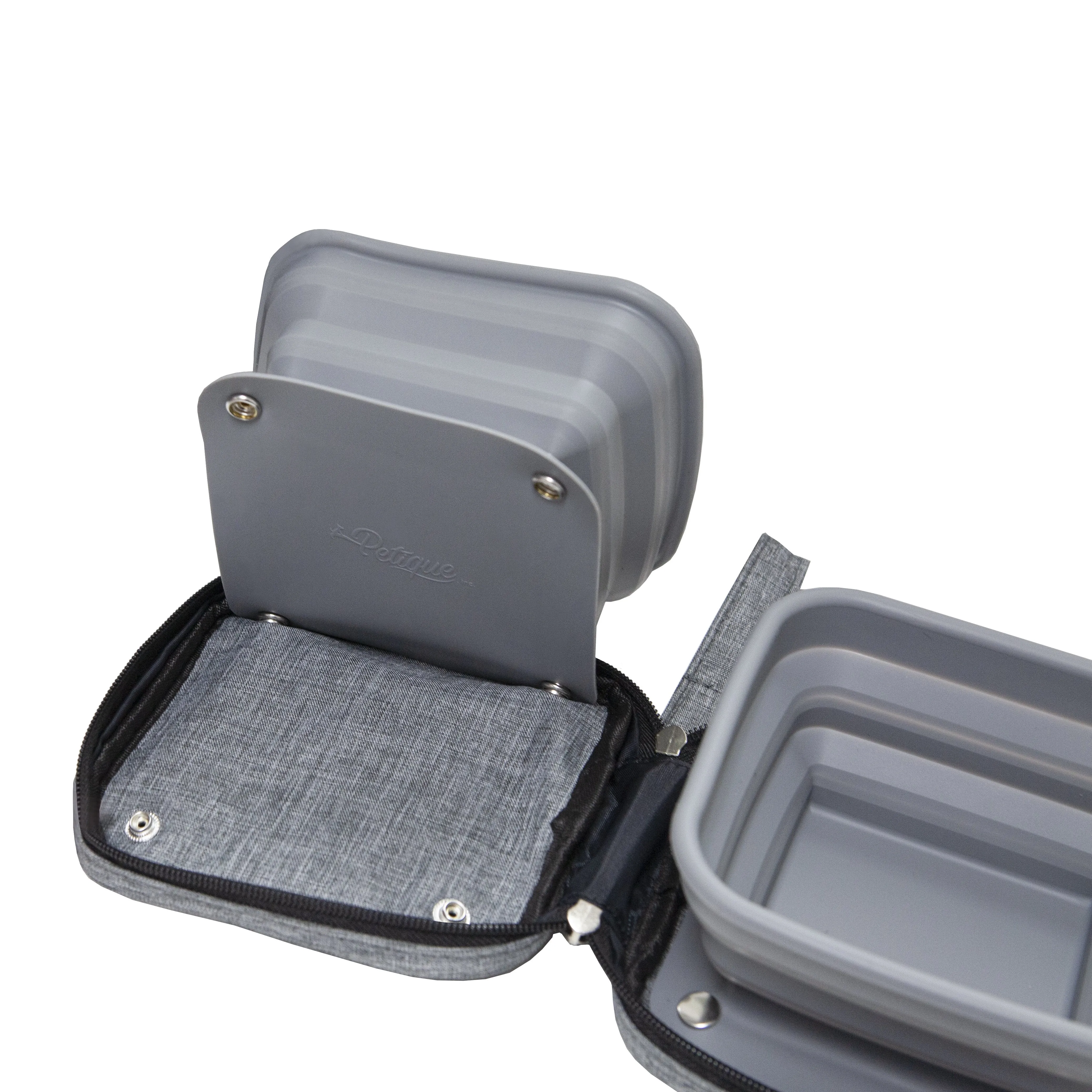 Portabowl Water & Food Bowl: FDA Tested, Non-Toxic, Dishwasher Safe, Detachable, Collapsible, Zipper Carrying Case, Wrist Handle, Clip, 26 OZ FULL Capacity, 24 OZ Second Level, 13 OZ First Level