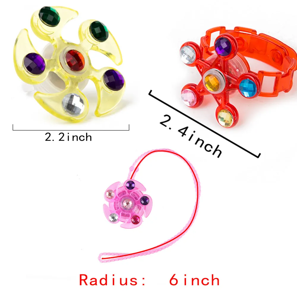 PROLOSO Light Up LED Rings Necklaces Bracelets with Gyro Fidget Spiral Twister Toys Glow In The Dark Party Favors Pack of 18