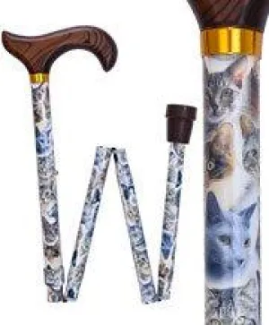 Scratch & Dent Cats Designer Folding Adjustable Derby Walking Cane V1767
