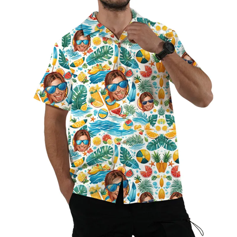 Tropical Fruits Ocean Prints Custom Aloha Hawaiian Shirts Upload Photos Personalized Gifts for Him