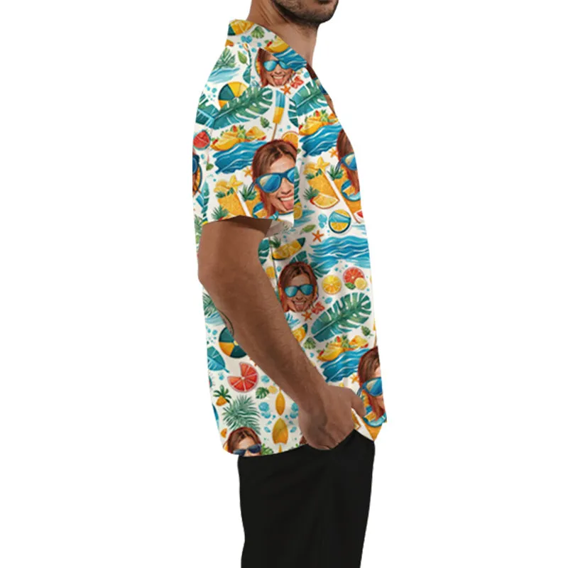 Tropical Fruits Ocean Prints Custom Aloha Hawaiian Shirts Upload Photos Personalized Gifts for Him